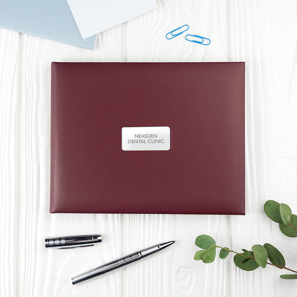 Personalized Leather Visitors Book in Burgundy