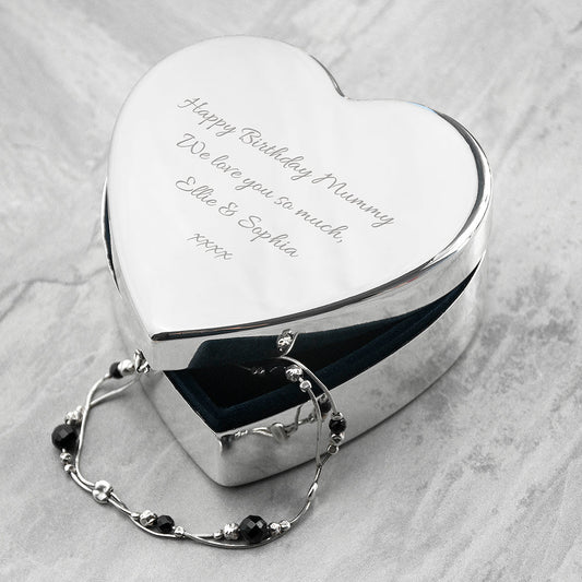 Engraved Classic Silver Heart Trinket Box