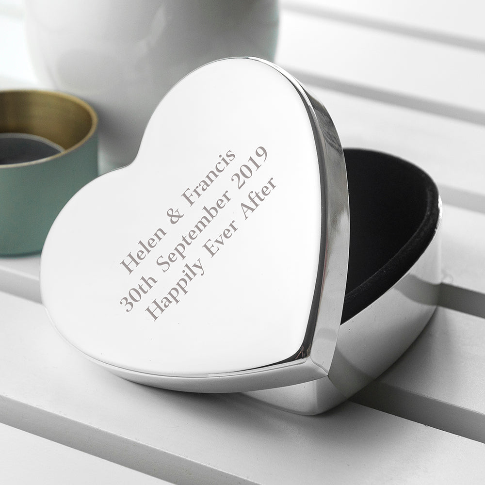 Personalized Classic Silver Heart Trinket Box - GiftsofaKind