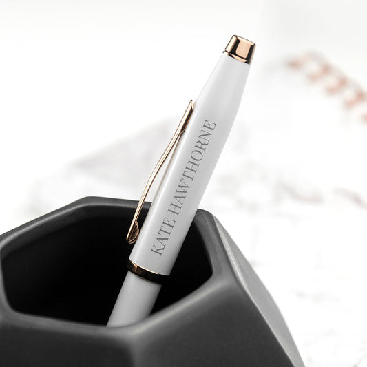 Engraved Cross Century II Pen in White