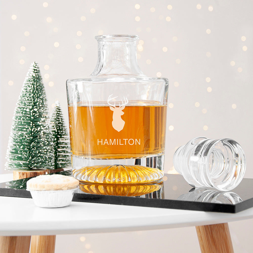 Personalised Elegance Stag Round Decanter  Decanters Deeply Engraved