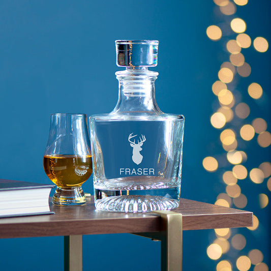 Legacy 1400 Personalized Stag Decanter - Heavy Base 1.4kg Glassware for Bourbon