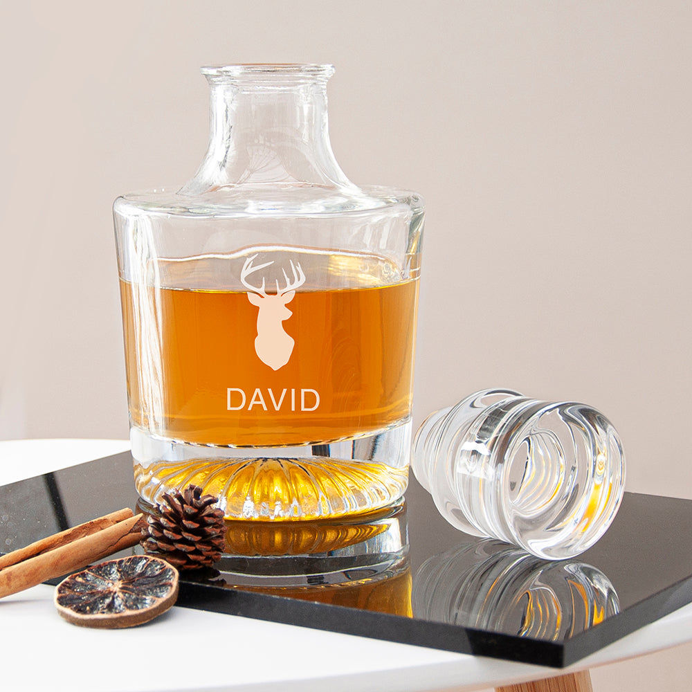Legacy 1400 Personalized Stag Decanter - Heavy Base 1.4kg Glassware for Bourbon"