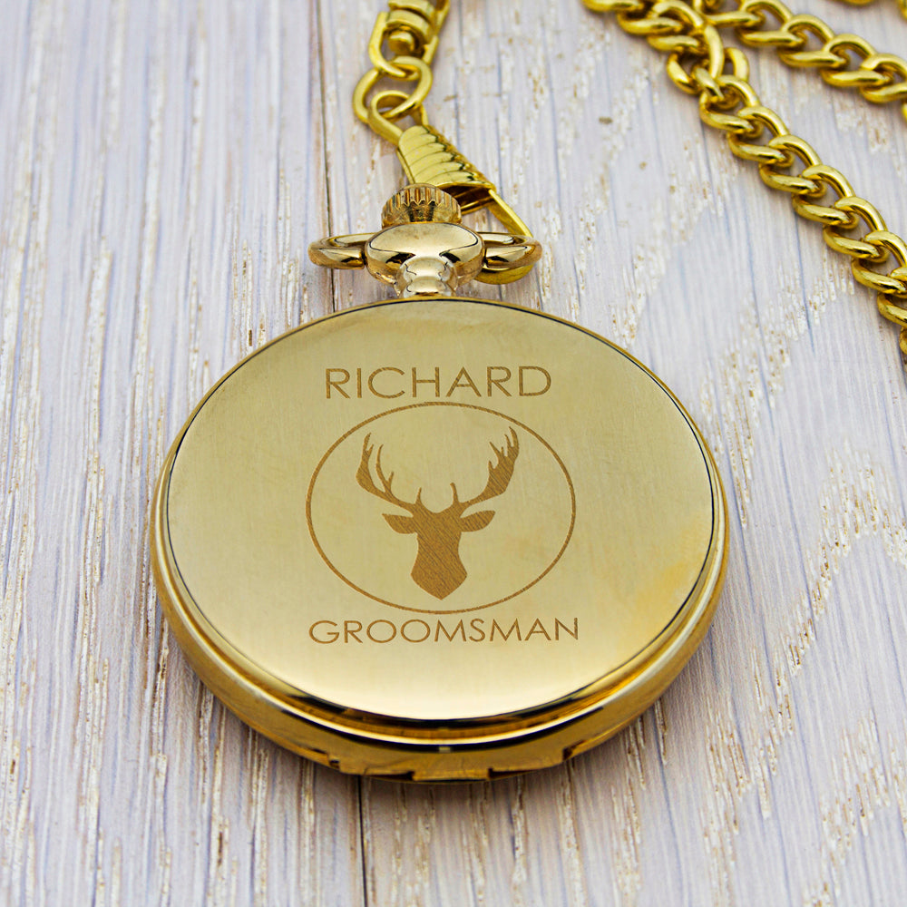 Personalised Groomsman Stag Pocket Watch - treat-republic