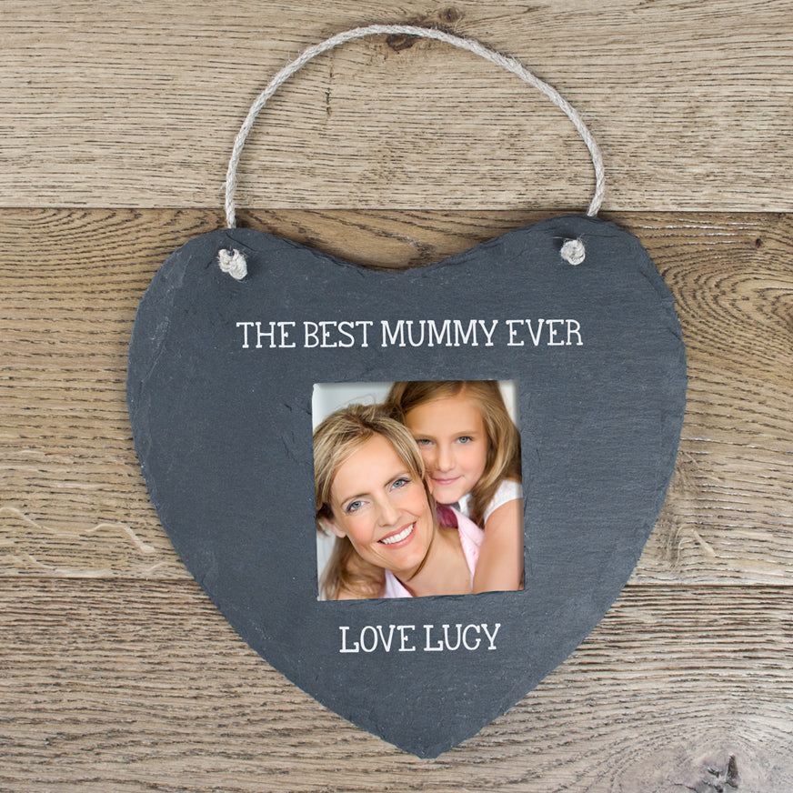 Personalized Heart Shaped Hanging Slate Picture Frame - Lovesakes