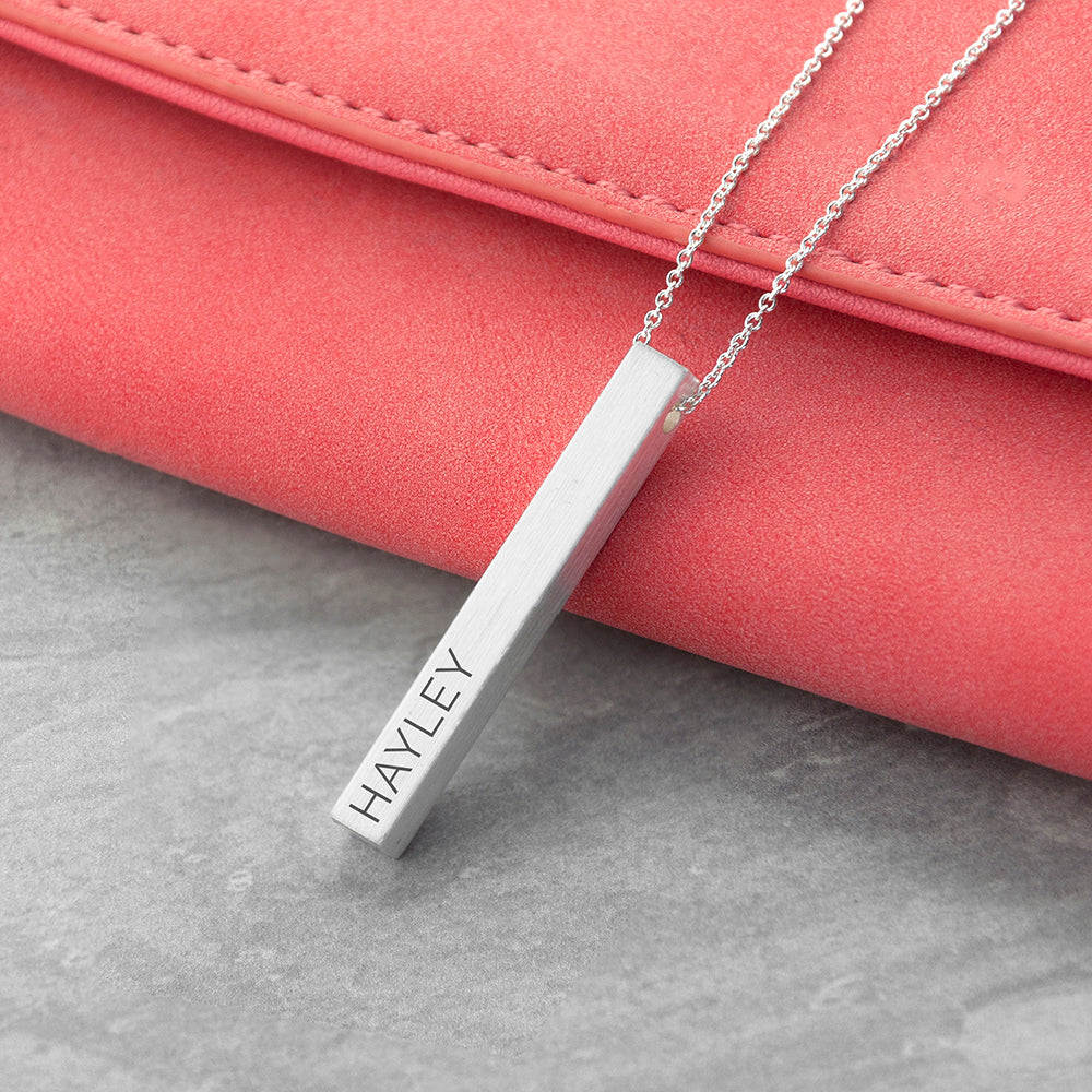 Personalized Matte Vertical Bar Necklace - Lovesakes