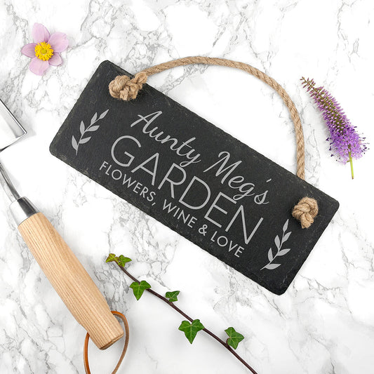 Engraved Our Garden Slate Hanging Sign