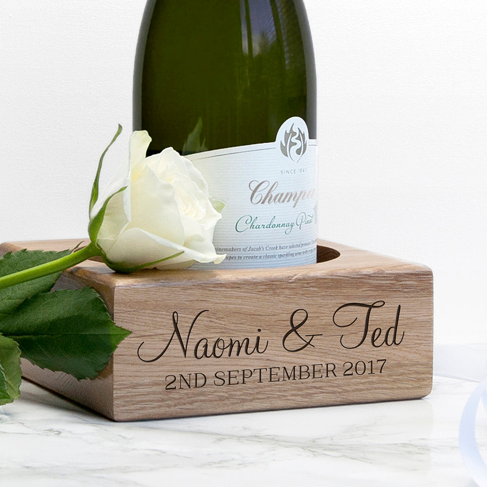 Personalized Solid Oak Champagne Holder - Lovesakes