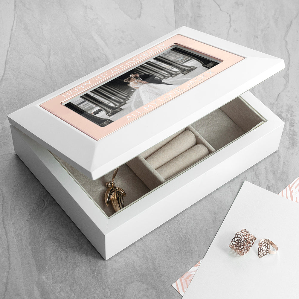 Personalized Jewelry Box - White and Rose Gold - Lovesakes