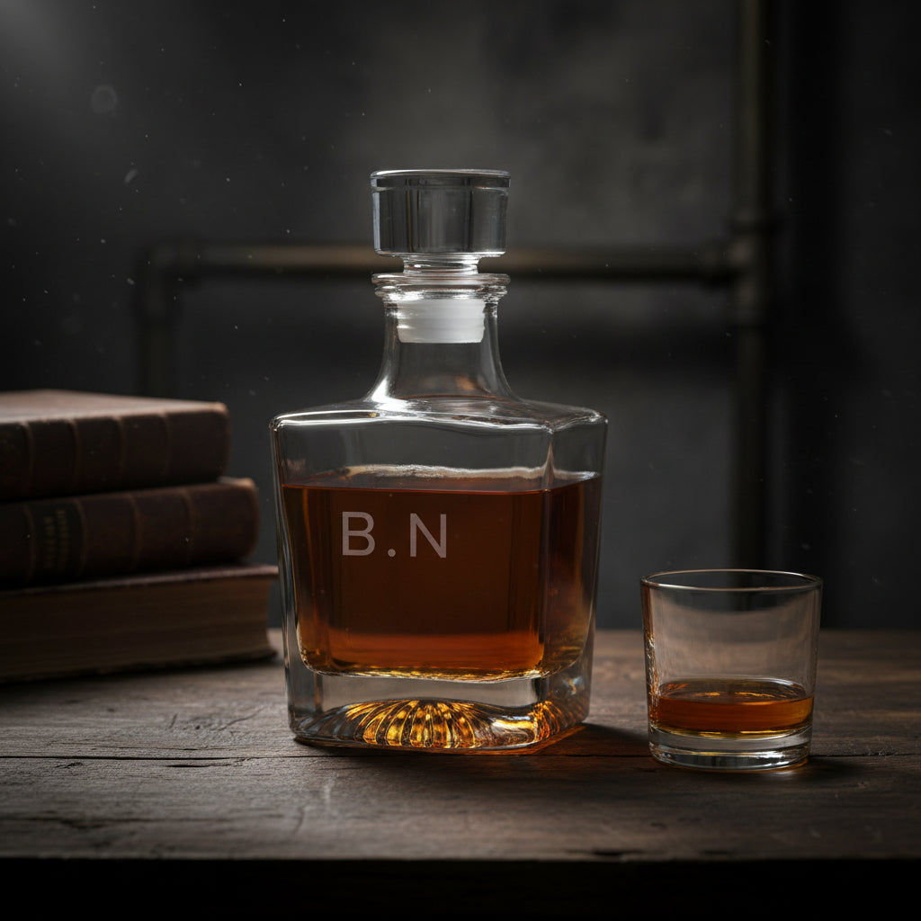 Personalized 1.4kg Heavy-Base Decanter | Custom Initials  Decanters Deeply Engraved