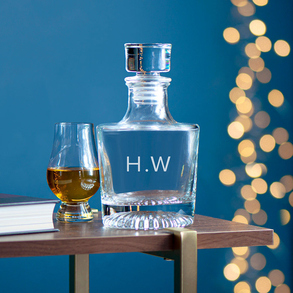 Personalized 1.4kg Heavy-Base Decanter | Custom Initials  Decanters Deeply Engraved