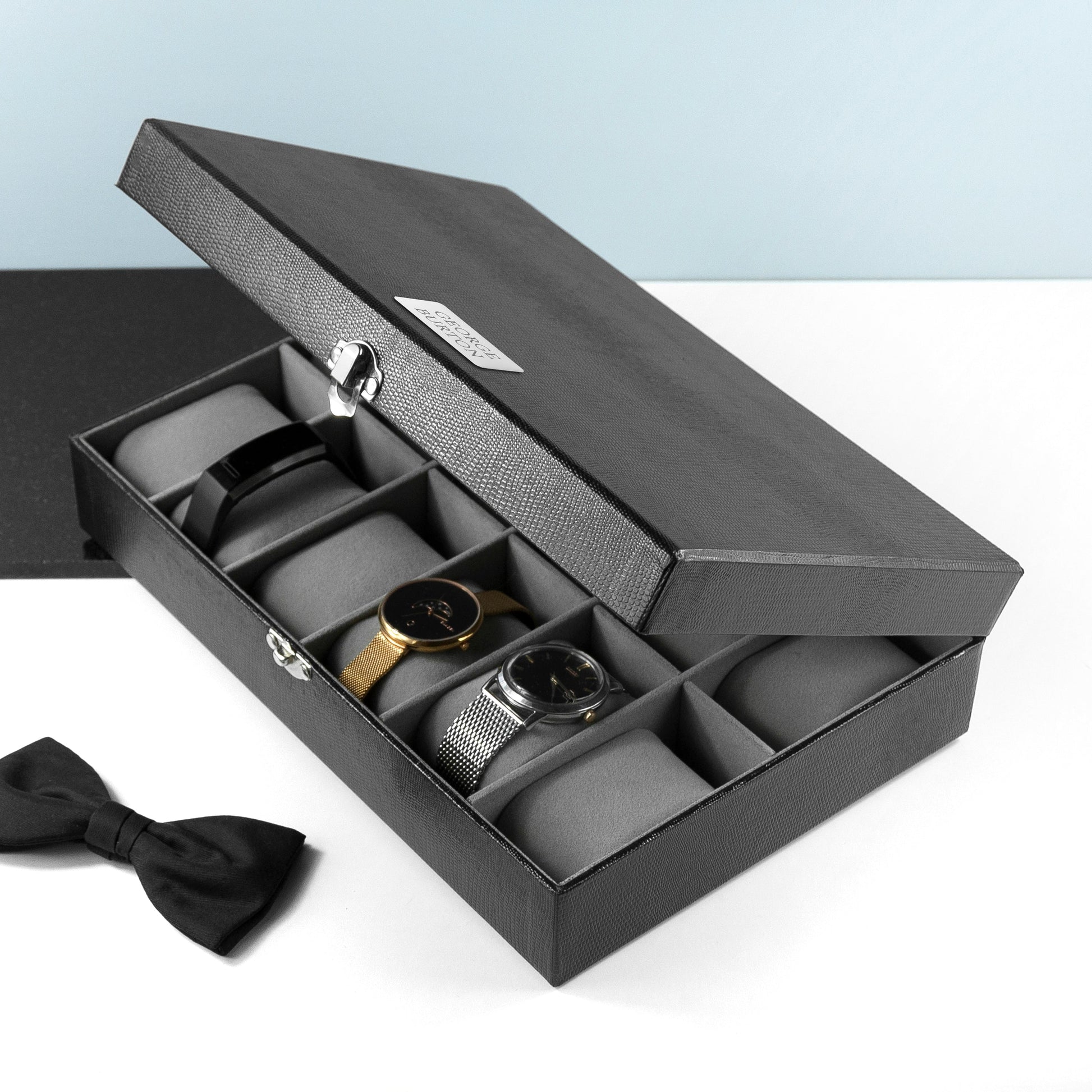Personalized 12-Slot Watch Box  Watch and Cufflinks Boxes Deeply Engraved