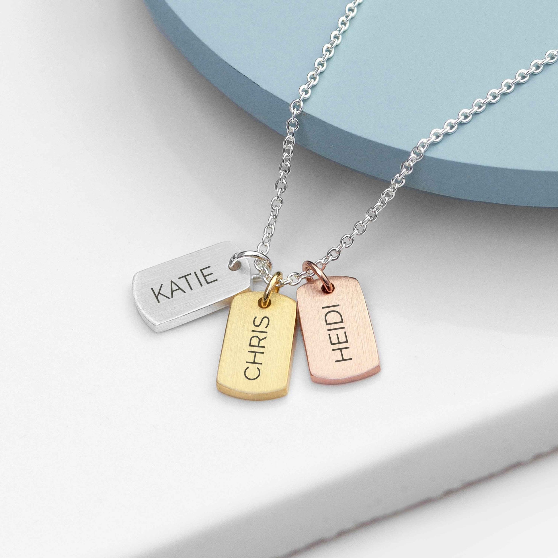 Personalized 3-tag Family Name Necklace  Necklaces Deeply Engraved