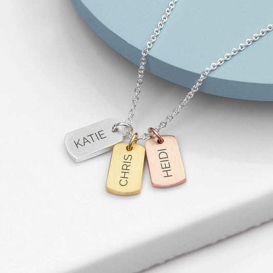 Personalized 3-tag Family Name Necklace  Necklaces Deeply Engraved