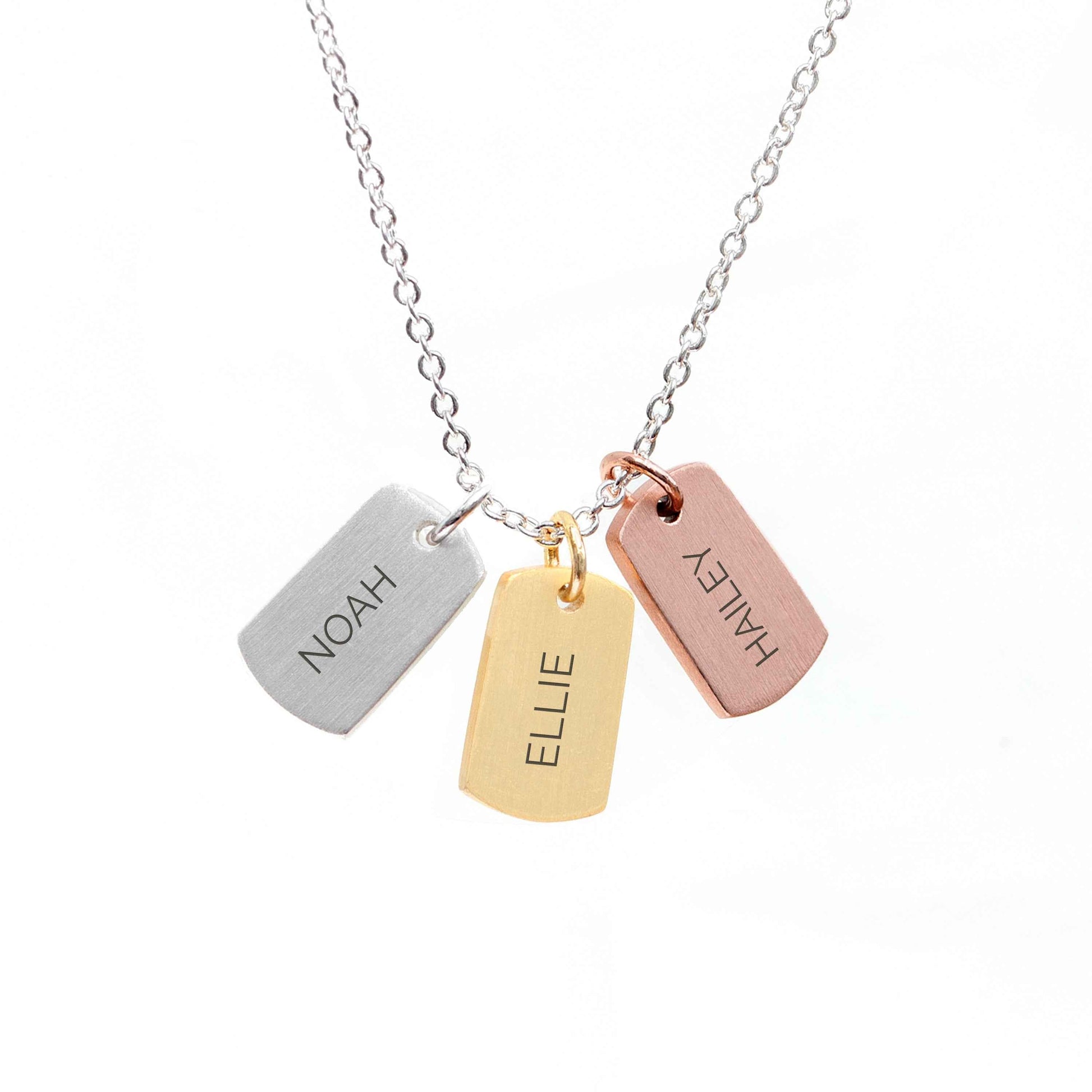 Personalized 3-tag Family Name Necklace  Necklaces Deeply Engraved