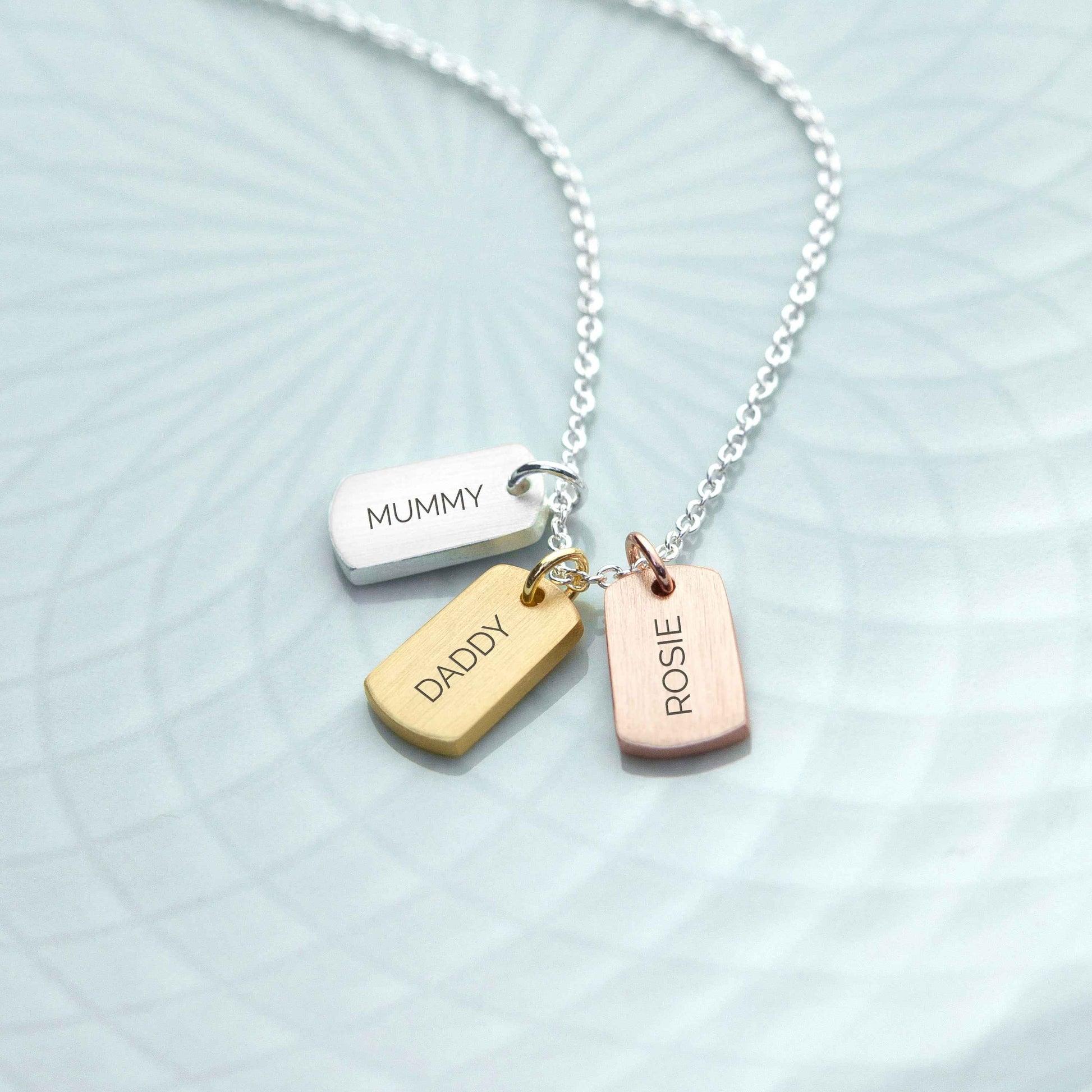 Personalized 3-tag Family Name Necklace  Necklaces Deeply Engraved