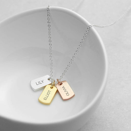 Personalized 3-tag Family Name Necklace  Necklaces Deeply Engraved