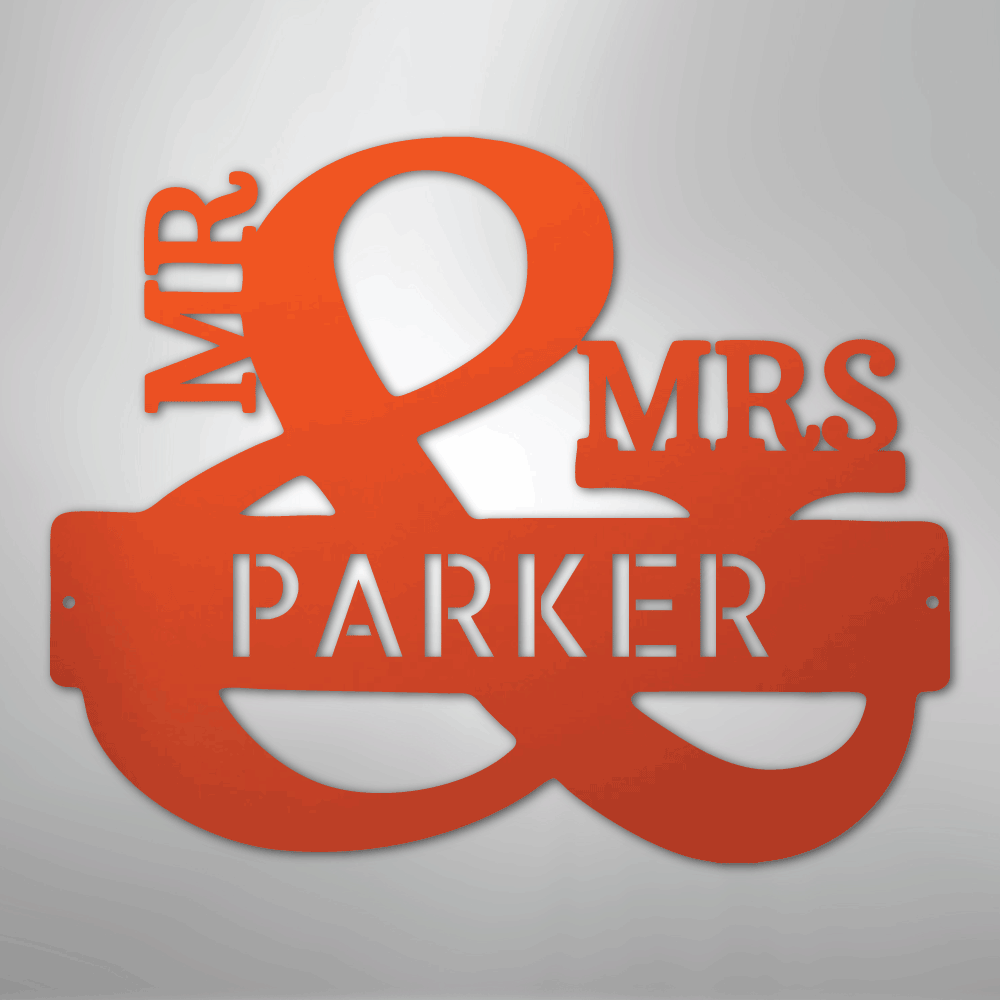 personalized-Mr-Mrs-ampersand-metal-wall-art-sign-decor-orange