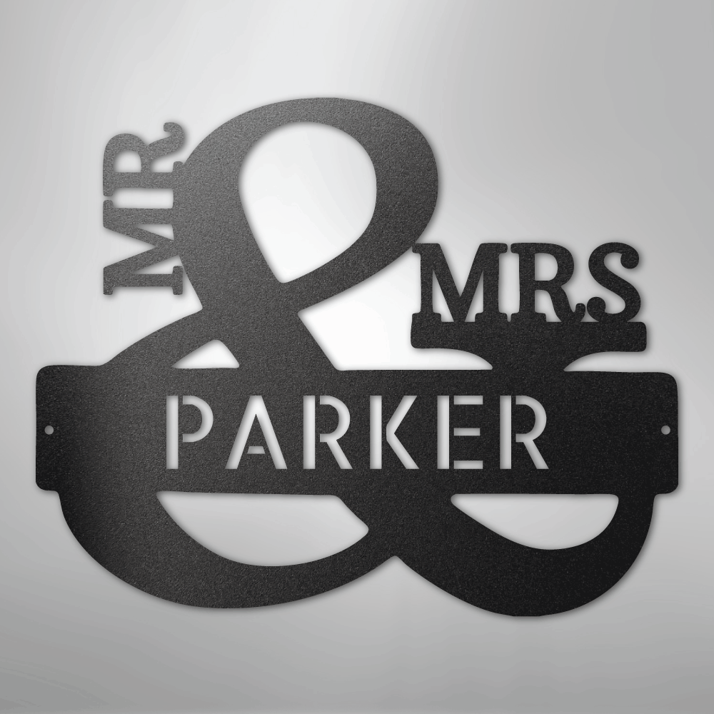 personalized-Mr- &-Mrs-ampersand-metal-wall-art-sign-decor-black