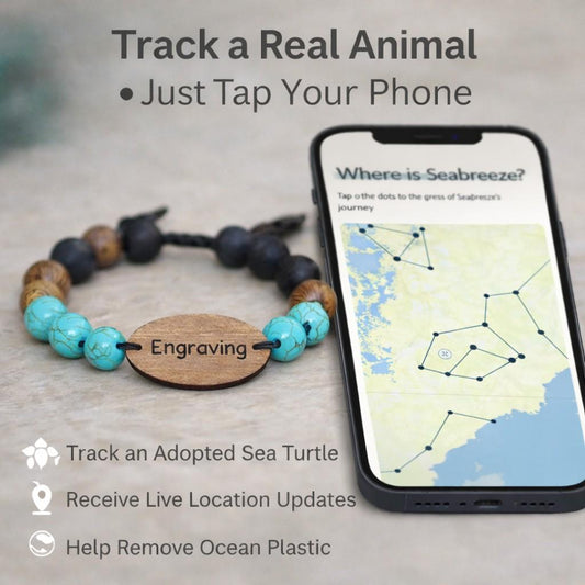Personalized Animal Tracking Bracelet - Track a Sea Turtle  Animal Tracking Bracelets Deeply Engraved