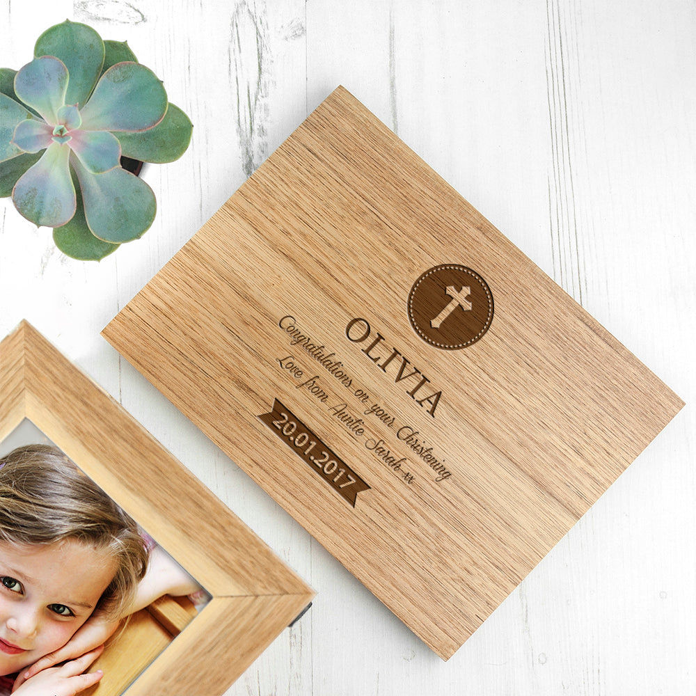 Personalized Baby Christening Cross Photo Cube Keepsake Box  Keepsake Boxes Deeply Engraved
