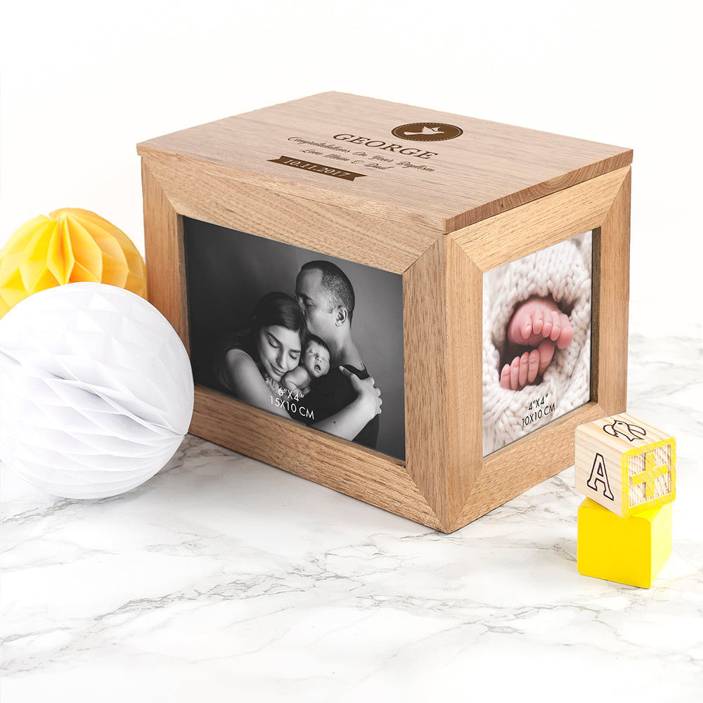 Personalized Baby Christening Cross Photo Cube Keepsake Box  Keepsake Boxes Deeply Engraved