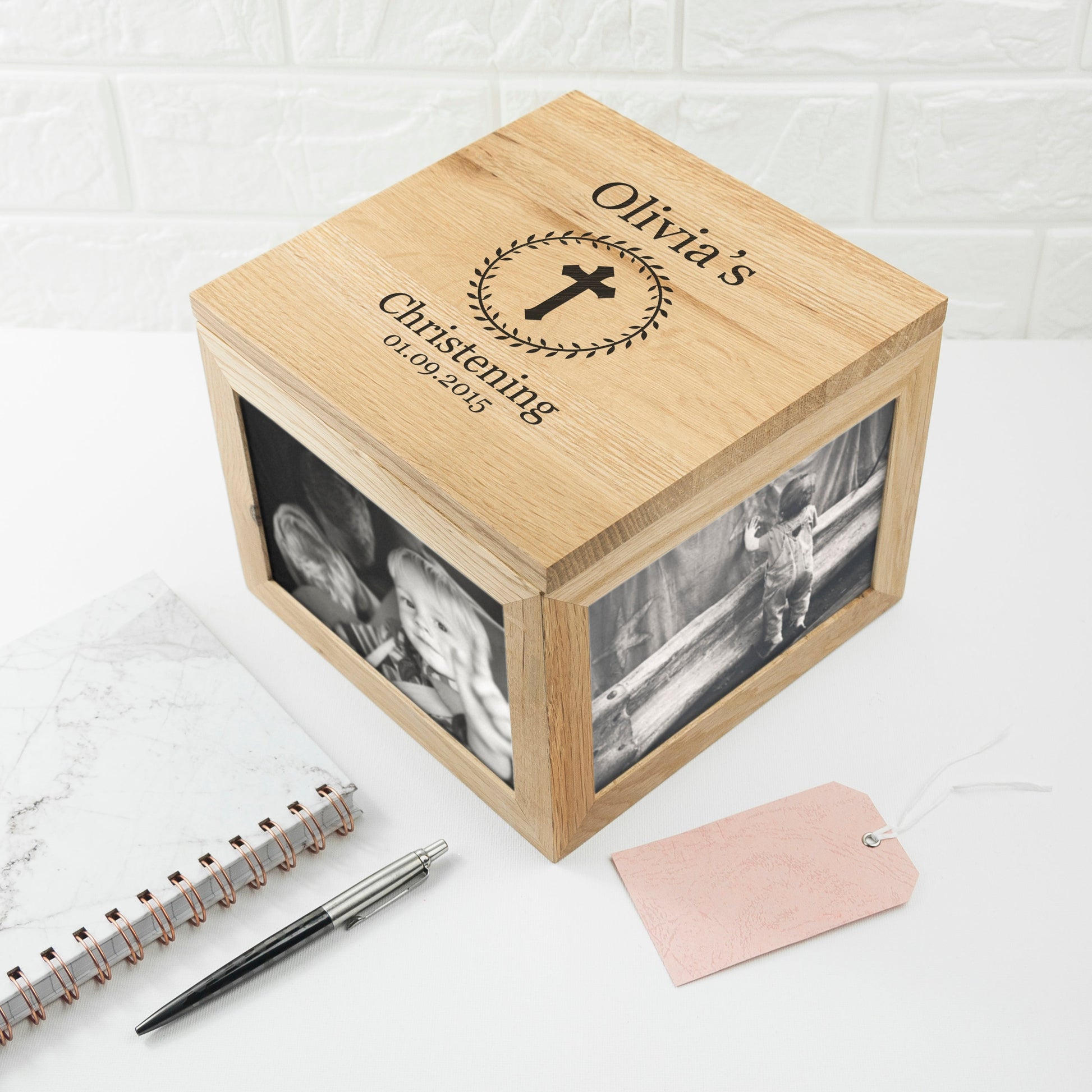 Personalized Baby Christening Cross Wooden Photo Keepsake Box  Keepsake Boxes Deeply Engraved
