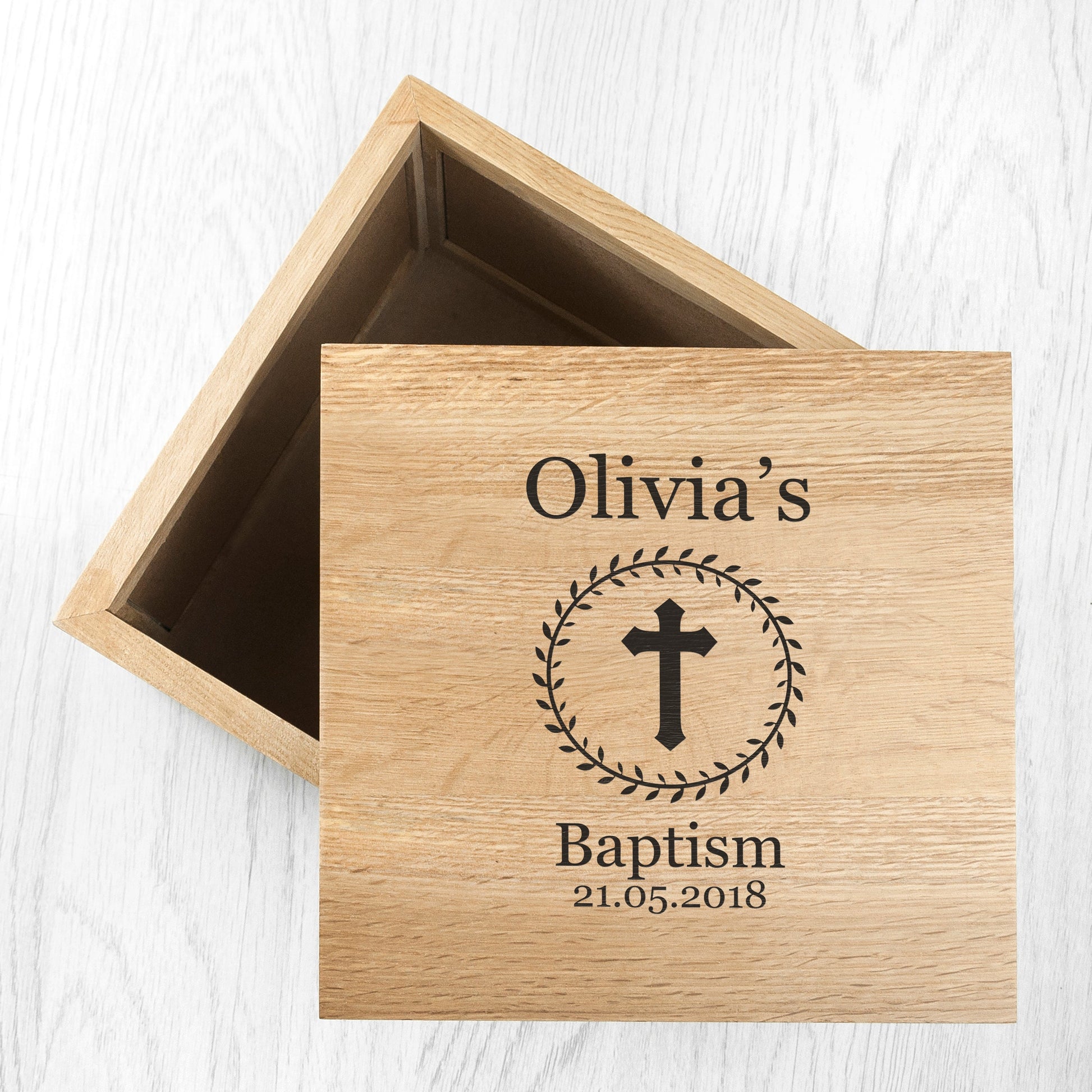 Personalized Baby Christening Cross Wooden Photo Keepsake Box  Keepsake Boxes Deeply Engraved
