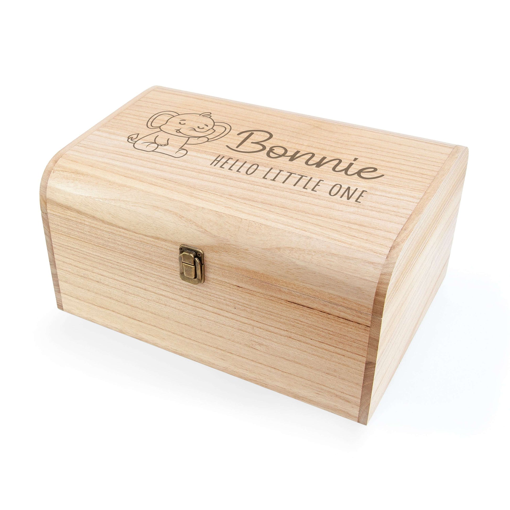 Personalized Baby Elephant Keepsake Chest  Wooden Chests Deeply Engraved