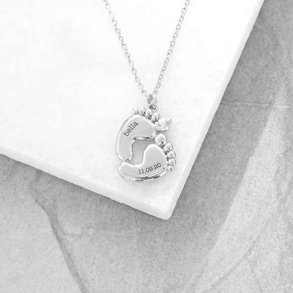 Personalized Baby Feet Necklace  Necklaces Deeply Engraved