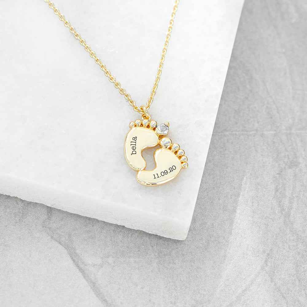 Personalized Baby Feet Necklace  Necklaces Deeply Engraved