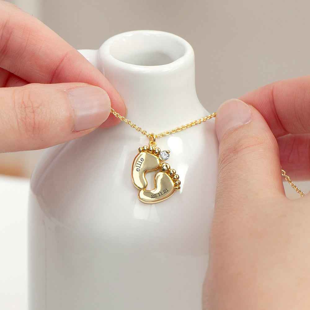 Personalized Baby Feet Necklace  Necklaces Deeply Engraved