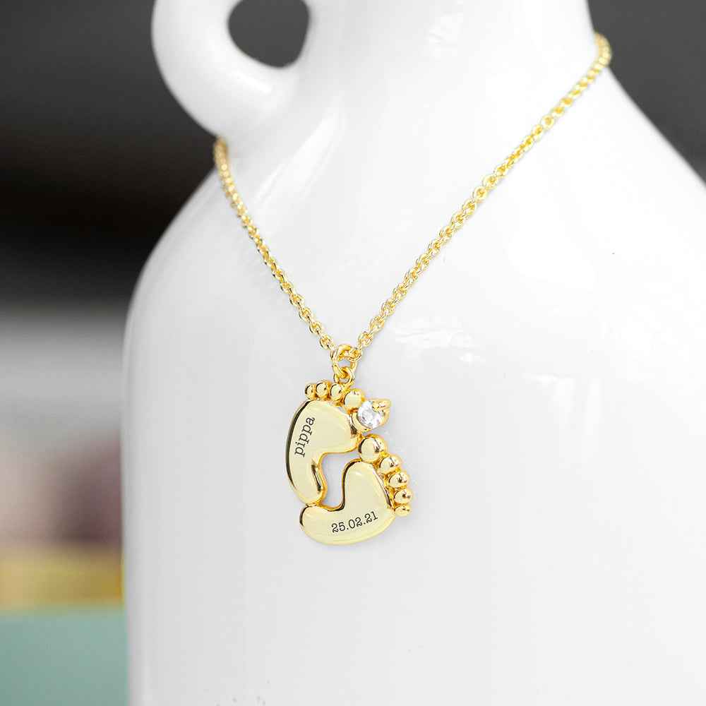 Personalized Baby Feet Necklace  Necklaces Deeply Engraved