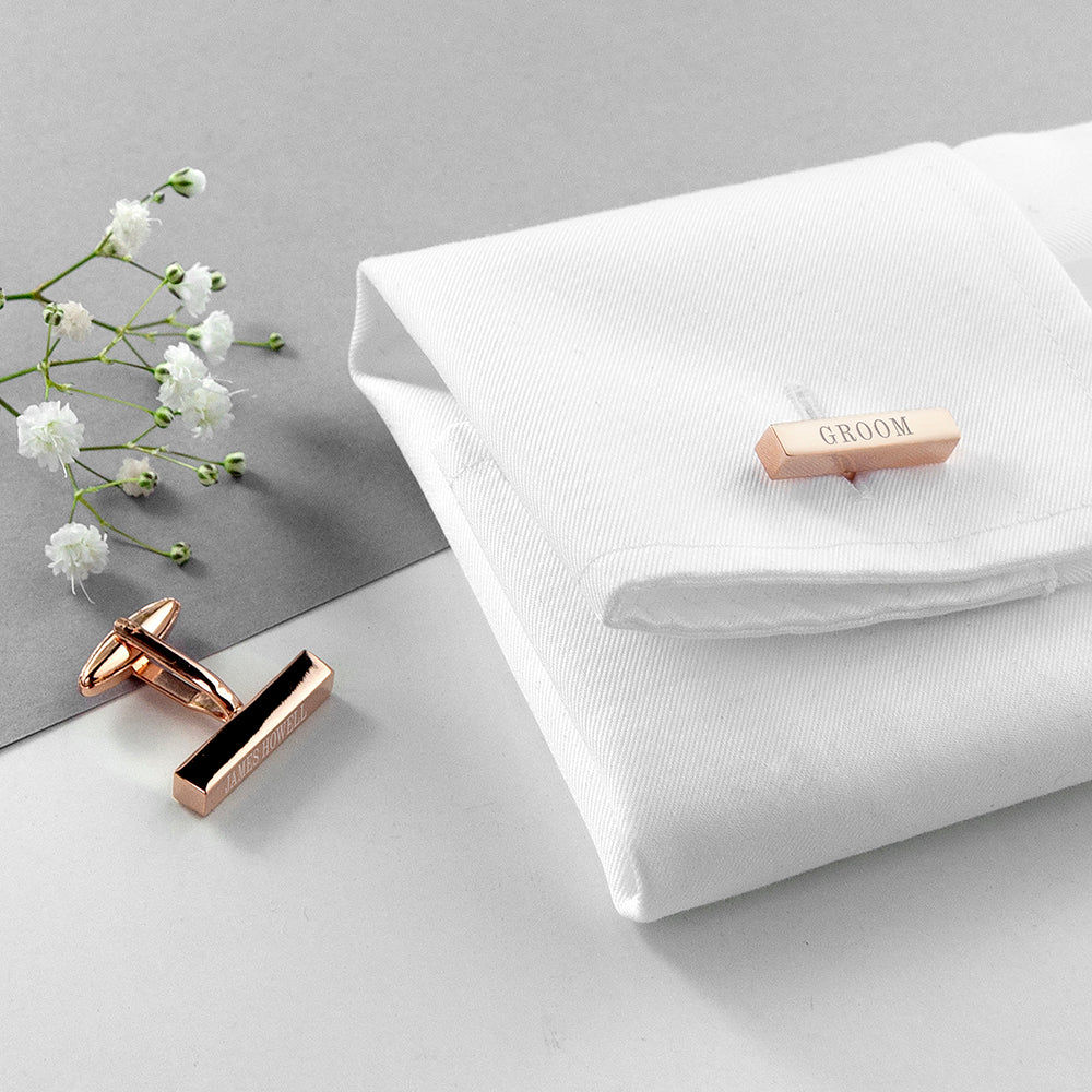 Personalized Bar Cufflinks for Weddings  Cufflinks Deeply Engraved