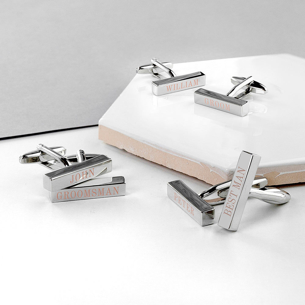 Personalized Bar Cufflinks for Weddings  Cufflinks Deeply Engraved