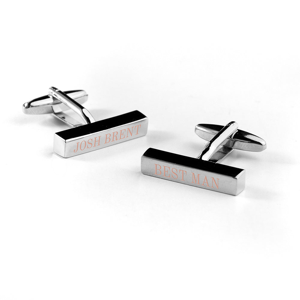 Personalized Bar Cufflinks for Weddings  Cufflinks Deeply Engraved