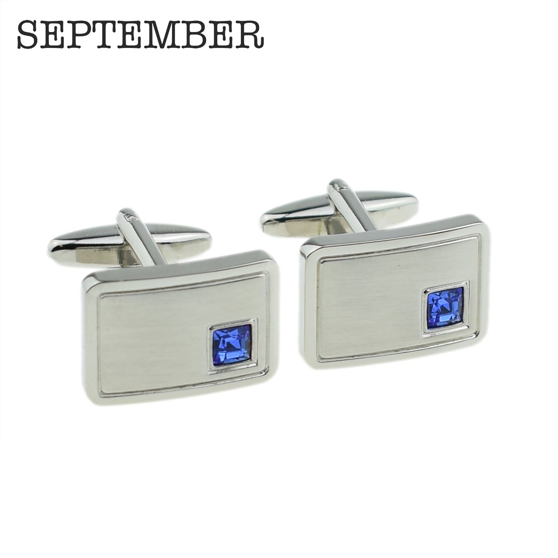 Personalized Birthstone Crystal Cufflink Set  Cufflinks Deeply Engraved