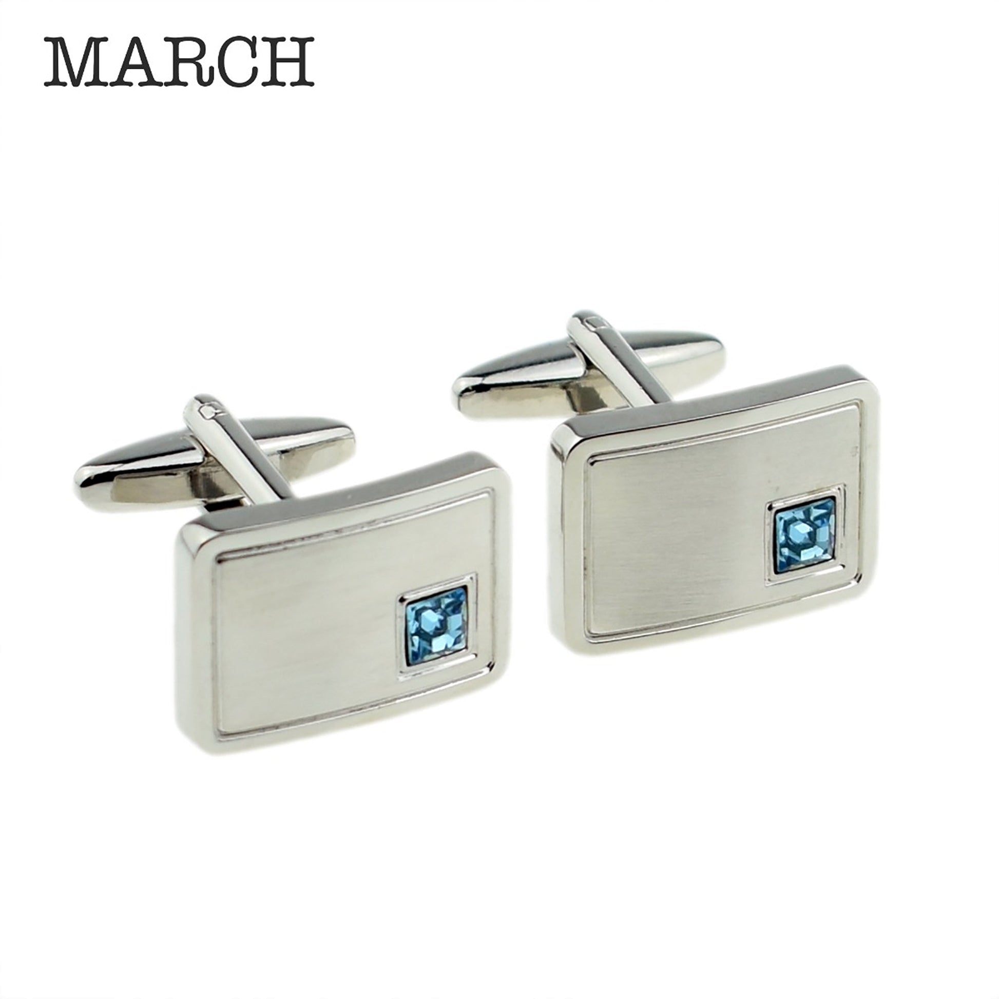 Personalized Birthstone Crystal Cufflink Set  Cufflinks Deeply Engraved