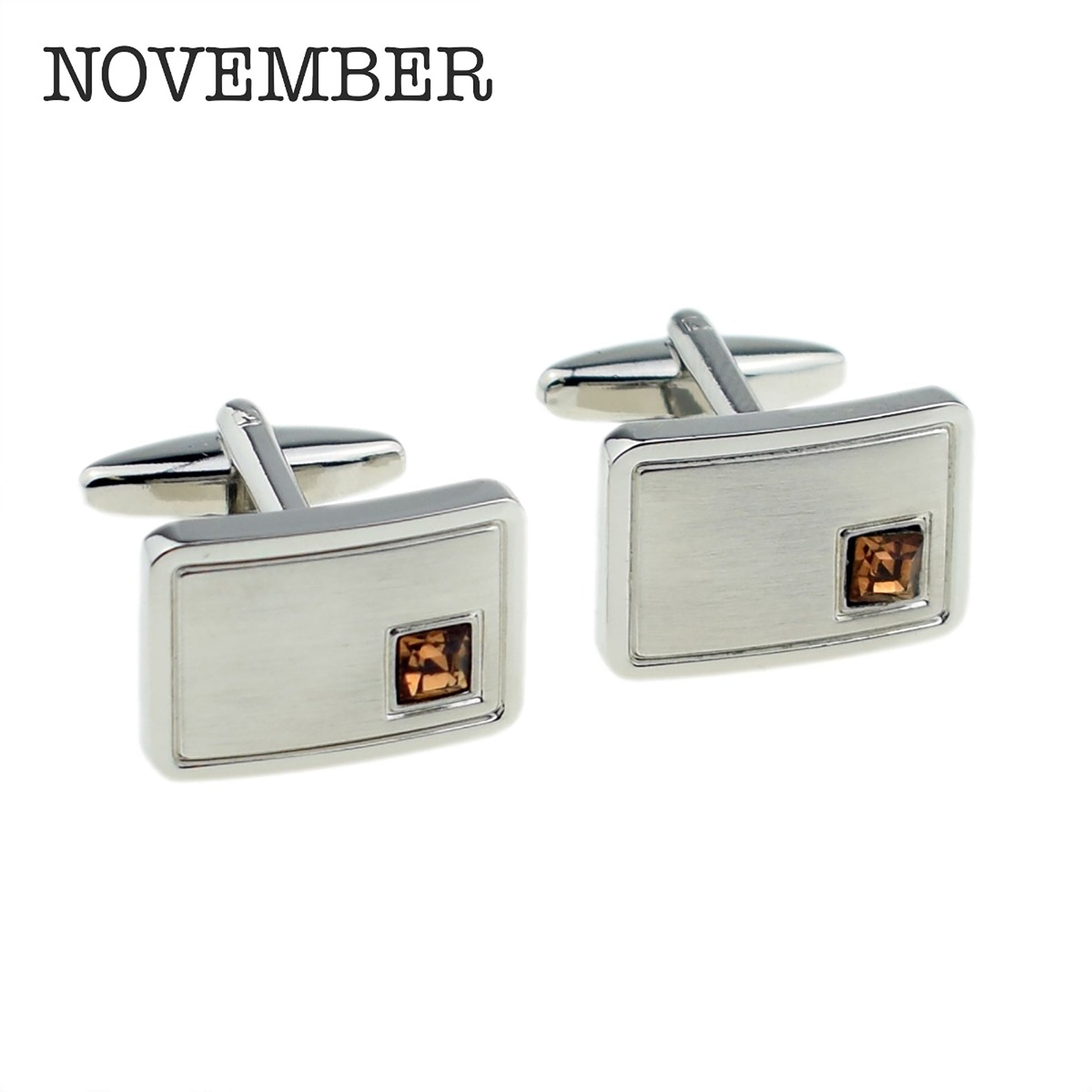 Personalized Birthstone Crystal Cufflink Set  Cufflinks Deeply Engraved