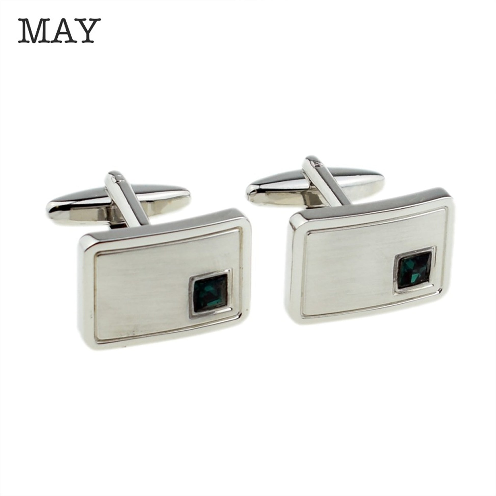 Personalized Birthstone Crystal Cufflink Set  Cufflinks Deeply Engraved