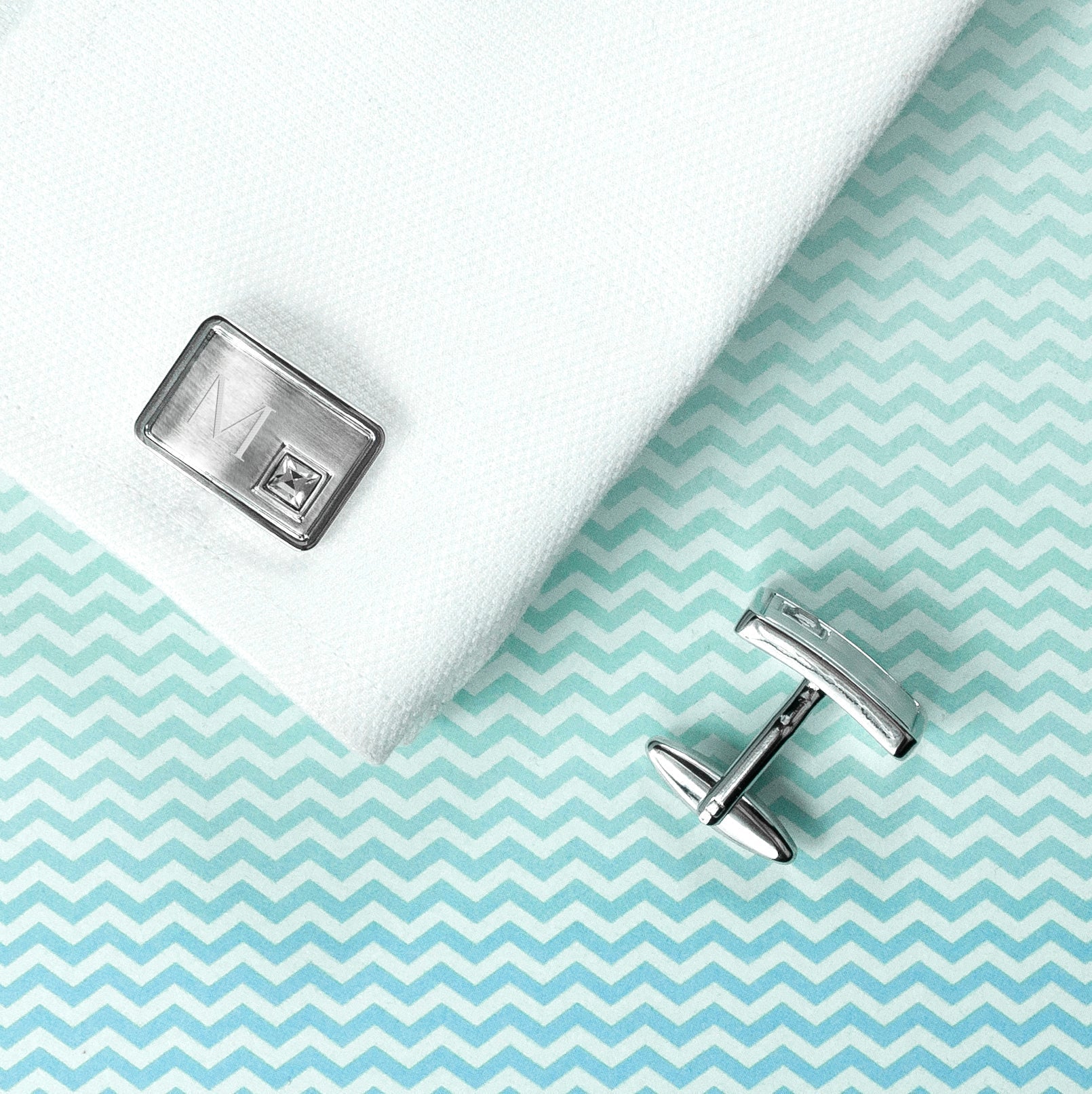 Personalized Birthstone Crystal Cufflink Set  Cufflinks Deeply Engraved