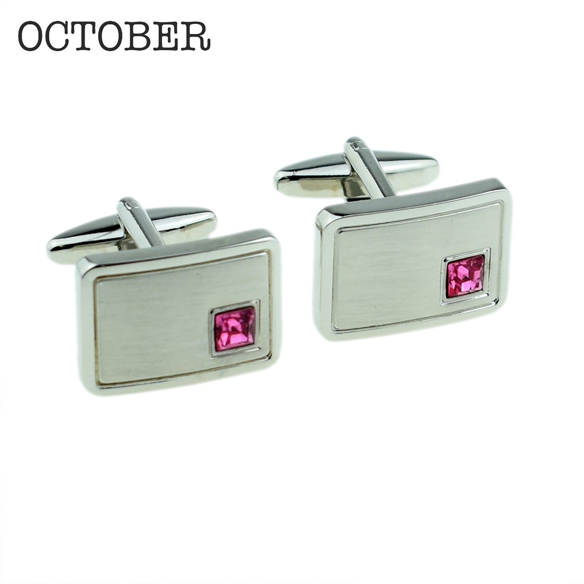 Personalized Birthstone Crystal Cufflink Set  Cufflinks Deeply Engraved