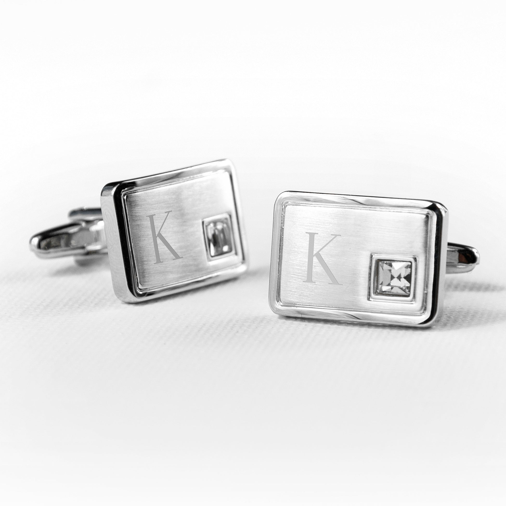 Personalized Birthstone Crystal Cufflink Set  Cufflinks Deeply Engraved
