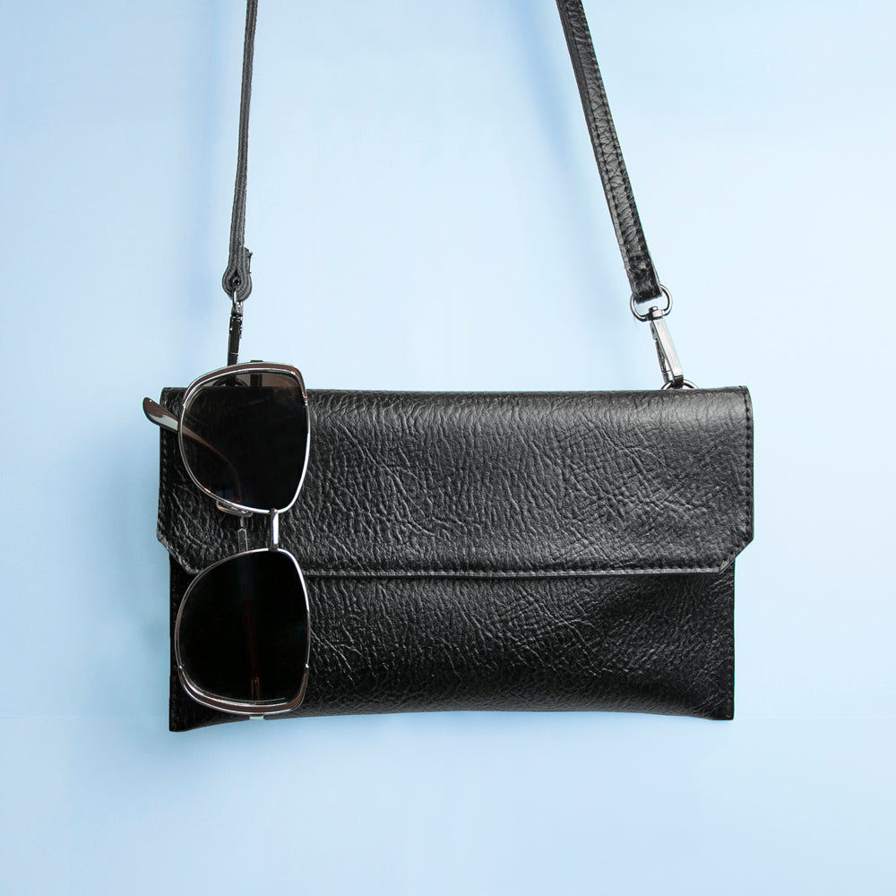 Personalized Black Leather Clutch Bag  Leather Clutch Bags Deeply Engraved