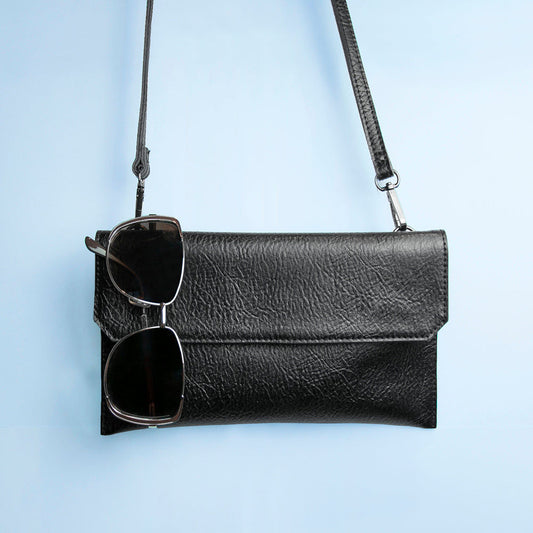 Personalized Black Leather Clutch Bag  Leather Clutch Bags Deeply Engraved
