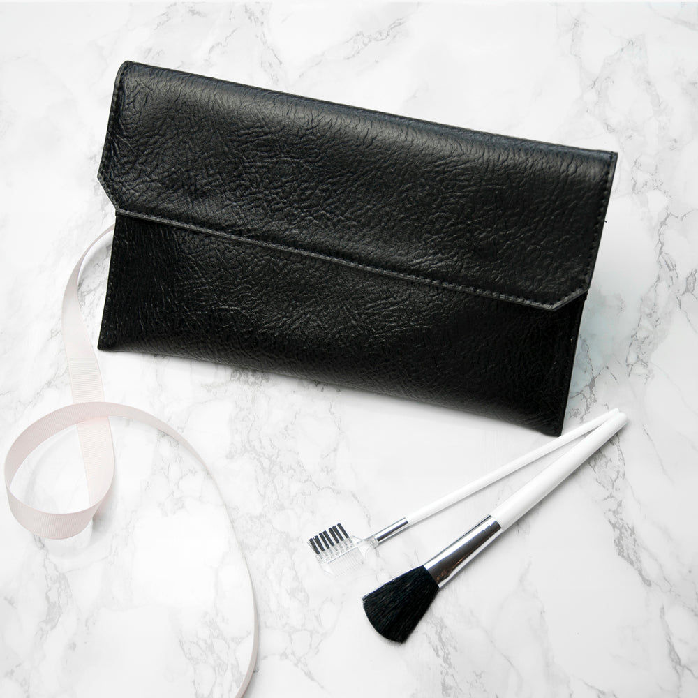 Personalized Black Leather Clutch Bag  Leather Clutch Bags Deeply Engraved