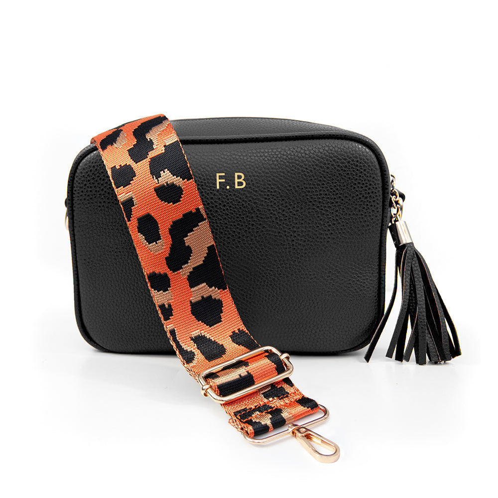 Personalized Black Vegan Leather Crossbody Bag  Cross Body Bags Deeply Engraved