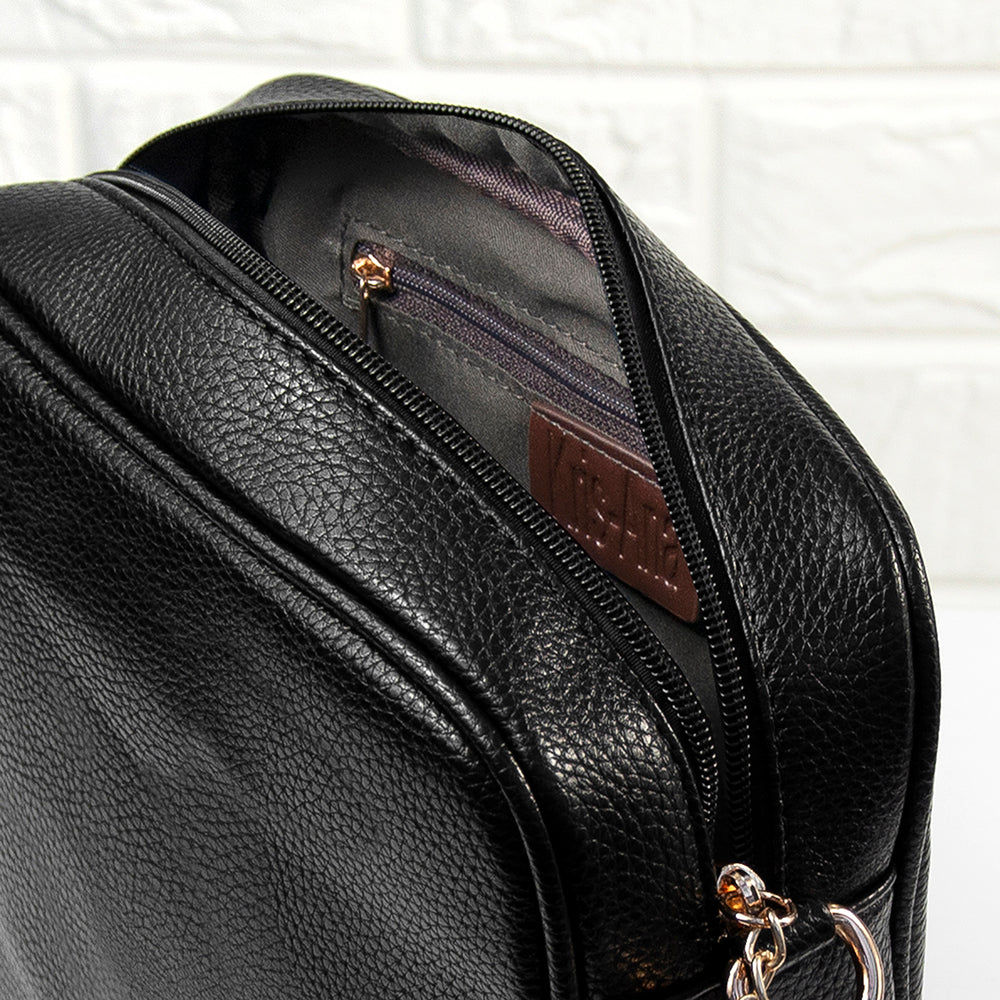 Personalized Black Vegan Leather Crossbody Bag  Cross Body Bags Deeply Engraved