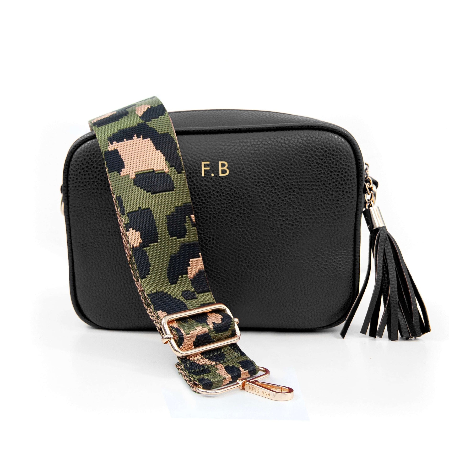 Personalized Black Vegan Leather Crossbody Bag  Cross Body Bags Deeply Engraved