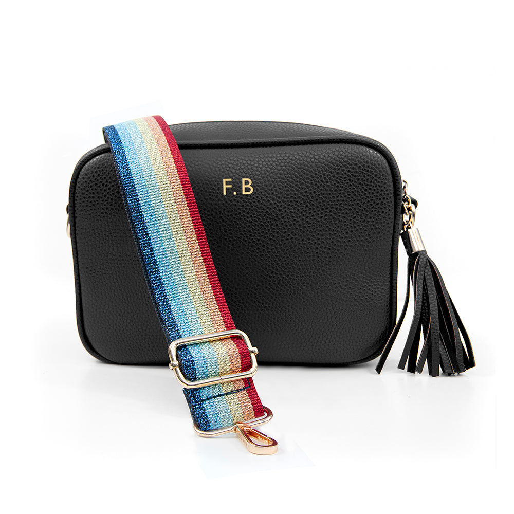 Personalized Black Vegan Leather Crossbody Bag  Cross Body Bags Deeply Engraved